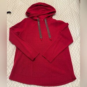 Vibrant Red Hoodie with Sparkling Drawstrings